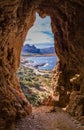 Overview of sea the San Vito lo Capo Sicily, Grotto Amazing view of a Mediterranean landscape from the Macari viewpoint Royalty Free Stock Photo