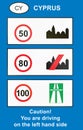 Overview of speed limits used in Cyprus