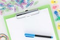 Overview Stationery Green Clipboard and Pen Royalty Free Stock Photo