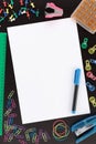 Overview Stationery with Paper and Pen Royalty Free Stock Photo