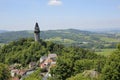 Overview of Stramberk city in Czech Republic with Truba castle tower