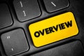 Overview text button on keyboard, concept background Royalty Free Stock Photo