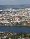 Overview of Vienna with the Donau River in foregro Royalty Free Stock Photo