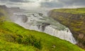 Overview of Waterfall Gullfoss in Iceland Royalty Free Stock Photo
