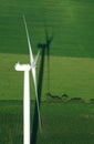 Overview of windturbine and green meadow Royalty Free Stock Photo