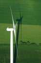 Overview of windturbine and green meadow