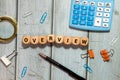 OVERVIEW word written on wood block. OVERVIEW text Royalty Free Stock Photo