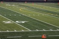 OVerview of 20 yard line on football field of local high school Royalty Free Stock Photo