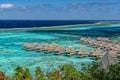 Moorea lagoon view on Tahiti on overwater bungalow Royalty Free Stock Photo