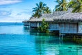 Overwater bungalow in Moorea to french polynesia Royalty Free Stock Photo
