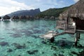 Overwater Bungalows in Moorea Royalty Free Stock Photo