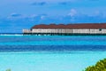 Overwater bungalows resort Olhuveli island Maldives Royalty Free Stock Photo