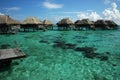 Overwater bungalows in South Pacific