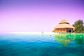 Overwater bungalows on the tropical island resort Royalty Free Stock Photo