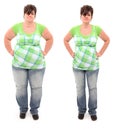 Before and After Overweight 45 year Old Woman Royalty Free Stock Photo