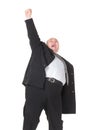 Overweight cheerful businessman, on white background Royalty Free Stock Photo