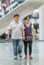 Overweight couple in shopping mall, Beijing, China