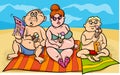 Overweight family on the beach