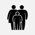 Overweight family icon. Fat woman, man, girl and boy. Vector illustration.