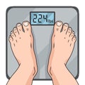 Overweight human feet on scales science