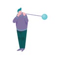 Overweight Man Blowing Glass Vessel, Male Glassblower or Glassworker Character, Hobby or Profession Vector Illustration Royalty Free Stock Photo