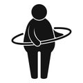Overweight man with circle icon, simple style