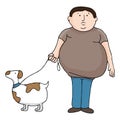 Overweight Man and Dog Royalty Free Stock Photo