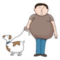 Overweight Man and Dog