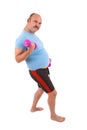 Overweight man doing exercises