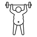Overweight man dumbbell icon, outline style Royalty Free Stock Photo