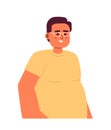 Overweight man eyeglasses happy 2D cartoon character