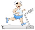 Overweight man jogging on a treadmill