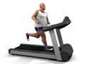 Overweight man on the treadmill