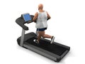 Overweight man on the treadmill