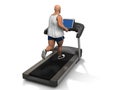 Overweight man on the treadmill