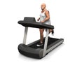 Overweight man on the treadmill