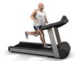 Overweight man on the treadmill