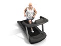 Overweight man on the treadmill