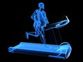 Overweight man on the treadmill