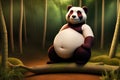 cute Panda obese fat animal illustration generative ai