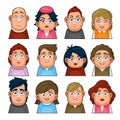 Overweight People Avatar Character. Young Man and Woman Cartoon Userpic Icon