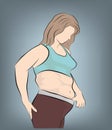 Overweight. the problem of obesity. losing weight. vector illustration.