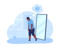 Overweight sad teenage boy 2D vector isolated illustration