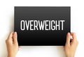 Overweight text on card, medical concept background