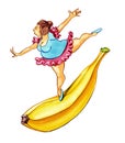 Overweight woman on banana