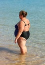 Overweight woman bath