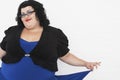 Overweight Woman Curtseying Royalty Free Stock Photo