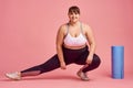 Overweight woman, fitness exercise, body positive