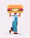 overweight woman holding hamburger junk food unhealthy nutrition junkfood addiction stop fast food concept