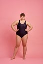 Overweight woman in swimsuit, body positive